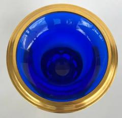  Laudarte Srl Laudarte SRLCobalt Glass 24K Gold Gilt Bronze Urn with Malachite Stone Italy - 4125740
