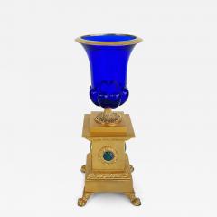  Laudarte Srl Laudarte SRLCobalt Glass 24K Gold Gilt Bronze Urn with Malachite Stone Italy - 4127649