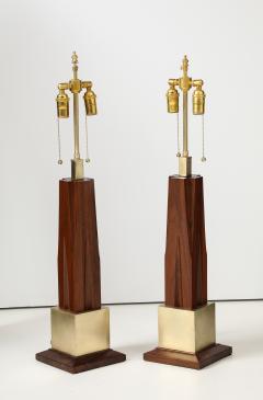  Laurel Lamp Company 1960s Mid Century Modern Brass And Walnut Table Lamps Attributed To Laurel - 3990409