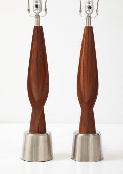  Laurel Lamp Company 1960s Mid Century Modern Chrome And Walnut Tables Lamps By Laurel - 4579271