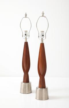 Laurel Lamp Company 1960s Mid Century Modern Chrome And Walnut Tables Lamps By Laurel - 4579273