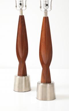  Laurel Lamp Company 1960s Mid Century Modern Chrome And Walnut Tables Lamps By Laurel - 4579274