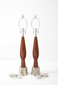  Laurel Lamp Company 1960s Mid Century Modern Chrome And Walnut Tables Lamps By Laurel - 4579277
