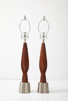  Laurel Lamp Company 1960s Mid Century Modern Chrome And Walnut Tables Lamps By Laurel - 4579615
