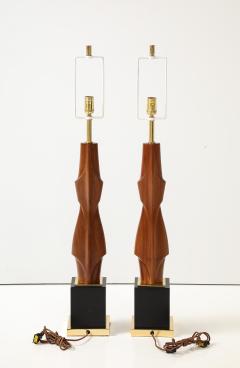  Laurel Lamp Company 1960s Monumental Sculptural Walnut Table Lamps By Laurel - 4430710