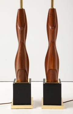  Laurel Lamp Company 1960s Monumental Sculptural Walnut Table Lamps By Laurel - 4430714