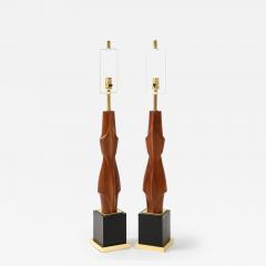  Laurel Lamp Company 1960s Monumental Sculptural Walnut Table Lamps By Laurel - 4434724