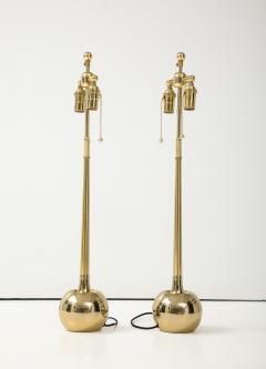  Laurel Lamp Company 1970s Pair of Sleek Polished Brass Ball Lamps by Laurel Lamp Company - 3874939