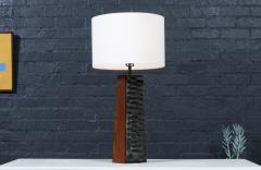  Laurel Lamp Company Laurel Brutalist Table Lamp w Geometric Metal Relief - 4462984
