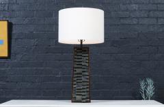  Laurel Lamp Company Laurel Brutalist Table Lamp w Geometric Metal Relief - 4462985