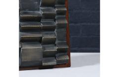  Laurel Lamp Company Laurel Brutalist Table Lamp w Geometric Metal Relief - 4462992