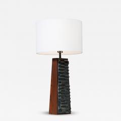 Laurel Lamp Company Laurel Brutalist Table Lamp w Geometric Metal Relief - 4463829