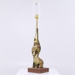 Laurel Lamp Company Laurel Mid Century Brutalist Brass Table Lamps Pair - 4091234
