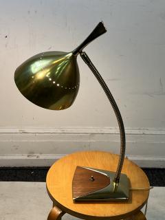  Laurel Lamp Company MID CENTURY BRASS TONED GOOSENECK PERFORATED SHADE LAMP - 2901257