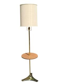  Laurel Lamp Company MID CENTURY MODERNIST TRIPOD BASE BRASS WOOD TABLE FLOOR LAMP BY LAUREL - 4600339