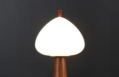  Laurel Lamp Company Mid Century Modern Mushroom Glass Walnut Lamp by Laurel - 3634421
