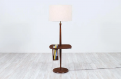  Laurel Lamp Company Mid Century Modern Sculpted Walnut Floor Lamp with Magazine Tray by Laurel - 2439593