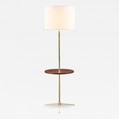  Laurel Lamp Company Mid Century Sculpted Brass Tripod Floor Lamp w Side Table by Laurel - 3854948