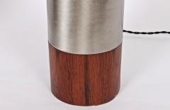  Laurel Lamp Company Monumental Pair of Laurel Lamp Co Brushed Aluminum Walnut Column Table Lamps - 1593746
