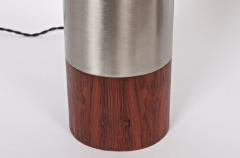  Laurel Lamp Company Monumental Pair of Laurel Lamp Co Brushed Aluminum Walnut Column Table Lamps - 1593753