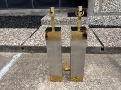  Laurel Lamp Company Pair Of Laurel Stainless Steel And Brass Lamps - 4676691