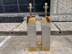  Laurel Lamp Company Pair Of Laurel Stainless Steel And Brass Lamps - 4676737