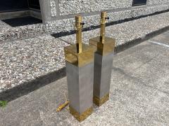  Laurel Lamp Company Pair Of Laurel Stainless Steel And Brass Lamps - 4676747