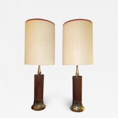  Laurel Lamp Company Pair Of Rosewood And Brass Tall Laurel Lamps Mid century Danish - 3074828