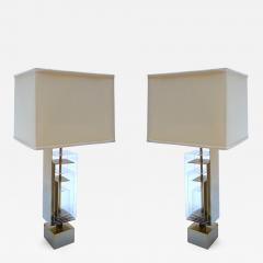  Laurel Lamp Company Pair of 1960s Brass and Acrylic Table Lamps by Laurel - 295832
