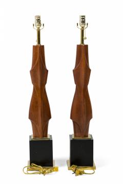  Laurel Lamp Company Pair of American Modern Mahogany and Brass Table Lamps Laurel Lamp Company - 4162720