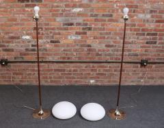  Laurel Lamp Company Pair of Chrome Laurel Floor Lamps with Frosted Mushroom Shades and Walnut Stems - 4380897