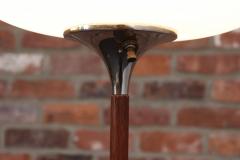  Laurel Lamp Company Pair of Chrome Laurel Floor Lamps with Frosted Mushroom Shades and Walnut Stems - 4380902