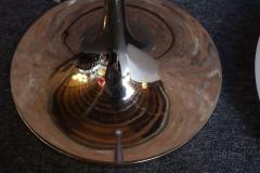  Laurel Lamp Company Pair of Chrome Laurel Floor Lamps with Frosted Mushroom Shades and Walnut Stems - 4380904