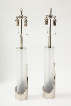  Laurel Lamp Company Pair of Frosted Glass and Chrome Lamps by Laurel - 1900563