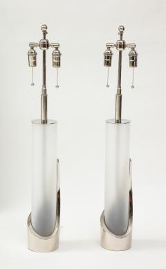  Laurel Lamp Company Pair of Frosted Glass and Chrome Lamps by Laurel - 1900564