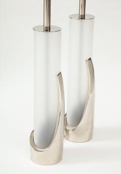  Laurel Lamp Company Pair of Frosted Glass and Chrome Lamps by Laurel - 1900568