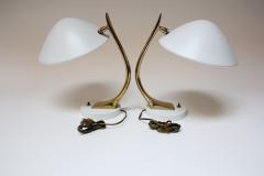  Laurel Lamp Company Pair of Sculptural Adjustable Metal and Brass Finish Table Lamps by Laurel - 3159035