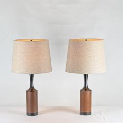  Laurel Lamp Company Pair of Slender Walnut Lamps with Custom Linen Shades by Laurel - 4281673