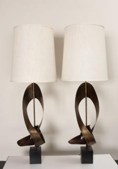  Laurel Lamp Company Pair of Vintage Brutalist Steel Ribbon Table Lamps by Richard Barr For Laurel - 4696204