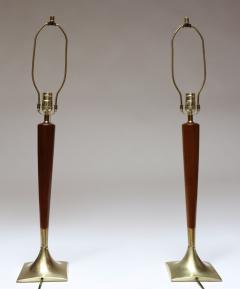  Laurel Lamp Company Pair of Vintage Walnut and Polished Brass Table Lamps by Laurel - 3851356