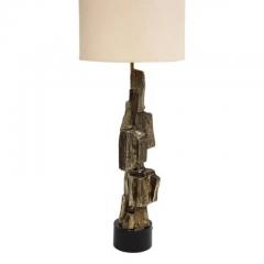  Laurel Lamp Company Tall Laurel Table Lamp Brutalist Cubist Brass Bronze - 3780954