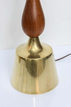  Laurel Lamp Company Tall Three Teardrop Form Teak and Brass Table Lamps by Laurel 1960s - 1798487