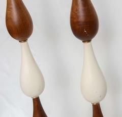  Laurel Lamp Company Tall Three Teardrop Form Teak and Brass Table Lamps by Laurel 1960s - 1798489