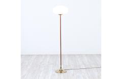  Laurel Light Co Mid Century Modern Mushroom Brass Teak Stem Floor Lamp by Laurel - 3014282