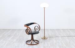  Laurel Light Co Mid Century Modern Mushroom Brass Teak Stem Floor Lamp by Laurel - 3014286