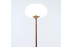  Laurel Light Co Mid Century Modern Mushroom Brass Teak Stem Floor Lamp by Laurel - 3014314