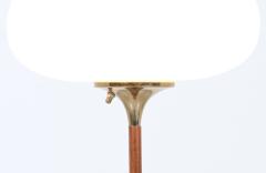  Laurel Light Co Mid Century Modern Mushroom Brass Teak Stem Floor Lamp by Laurel - 3014316