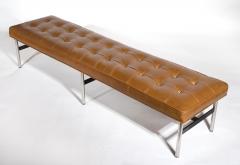  Laverne International Laverne International Long Bench in Box Tufted Camel Leather NYC Series 1960s - 2359087