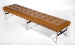  Laverne International Laverne International Long Bench in Box Tufted Camel Leather NYC Series 1960s - 2359091