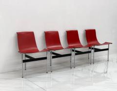 Laverne International Set of Four Red Leather T Chairs Katavolos Littell Kelley - 3176226